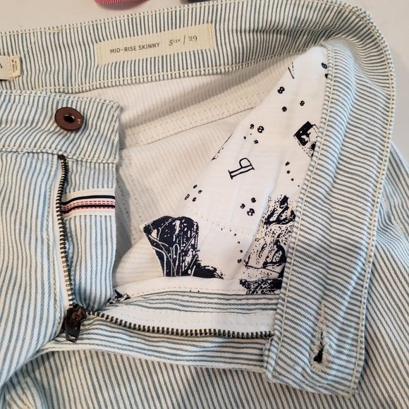 PILCRO & The Letterpress by Anthropologie Mid Rise Skinny Striped Pants, Size 29 - Picture 9 of 9